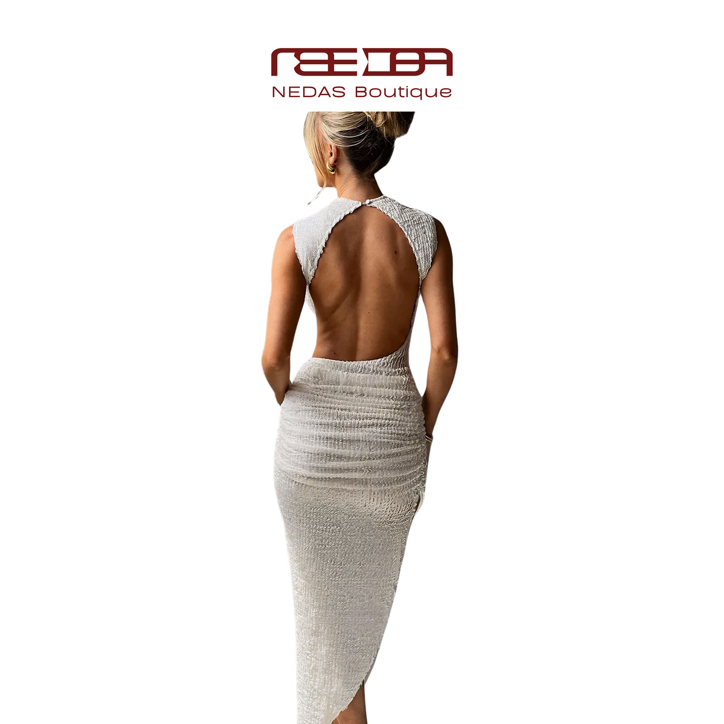 Laure – Rückenfreies Kleid in Weiß