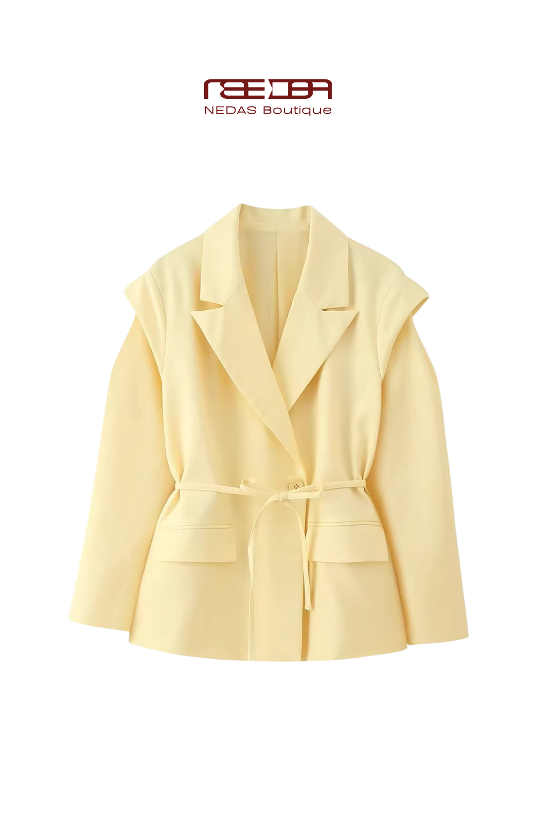 Arina – Oversize Blazer in Sonnengelb mit Taillengürtel