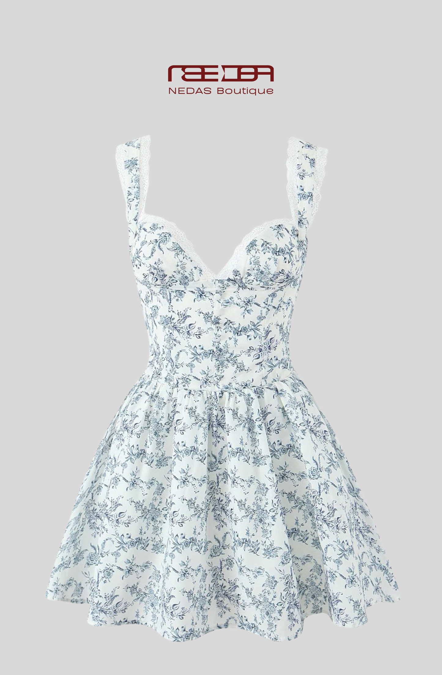 Viona – Romantisches Korsagen-Minikleid mit Blumenmuster