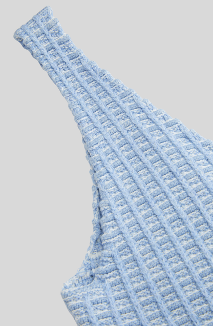 Celina Kleid Hellblau- Feminines Tweedkleid im französischen Stil mit Knopfleiste