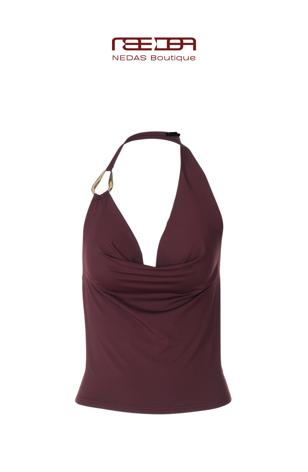 Arina – Elegantes Neckholder-Top in Schokobraun