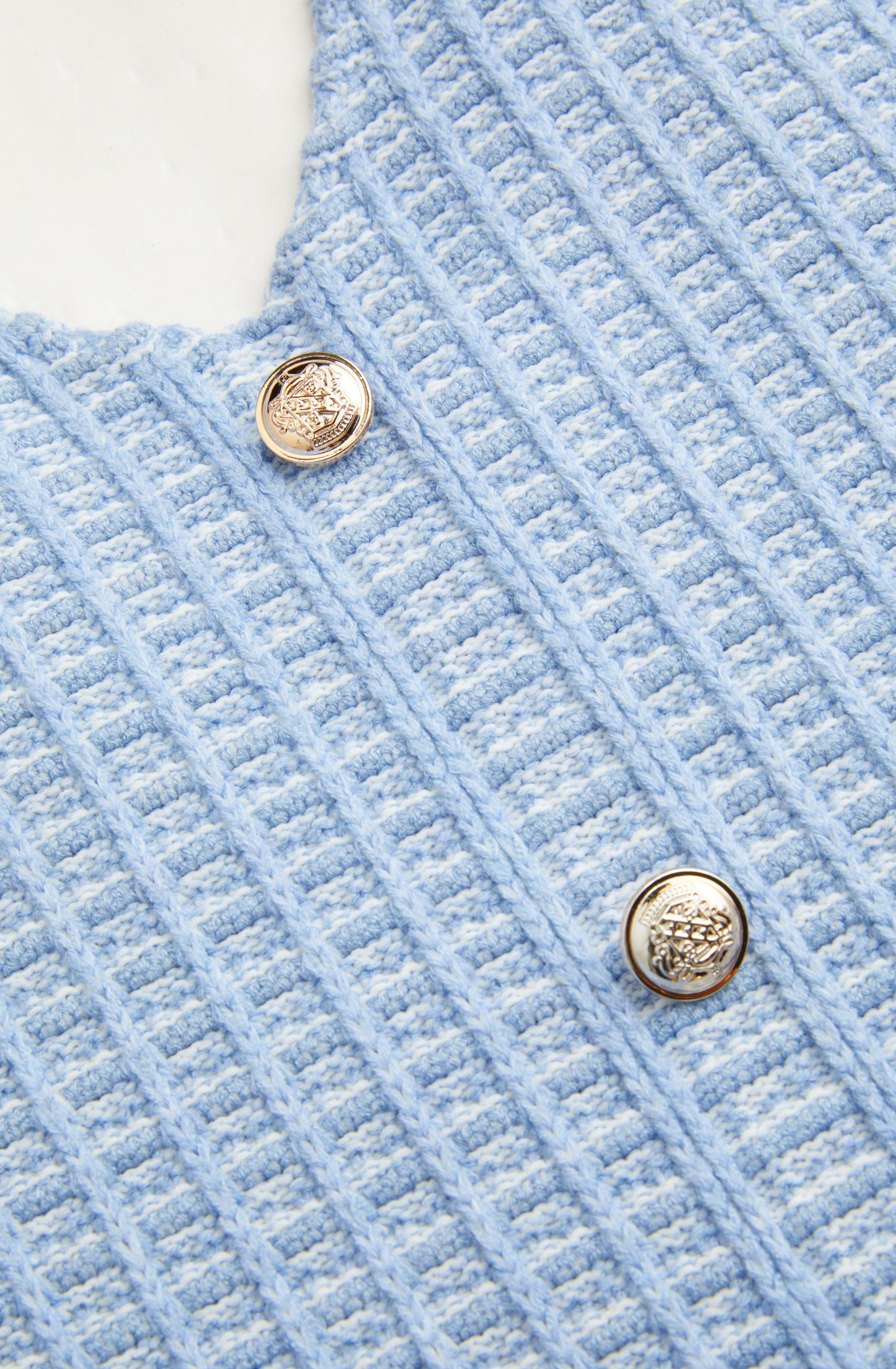 Celina Kleid Hellblau- Feminines Tweedkleid im französischen Stil mit Knopfleiste