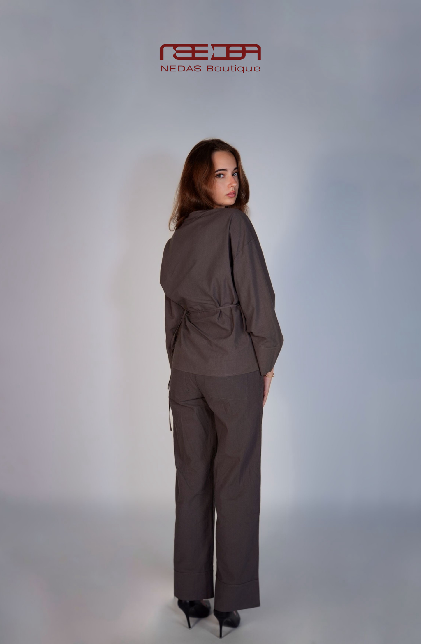 Leonie Lounge-Set im Kimono-Stil in Anthrazit