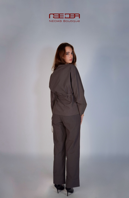 Leonie Lounge-Set im Kimono-Stil in Anthrazit