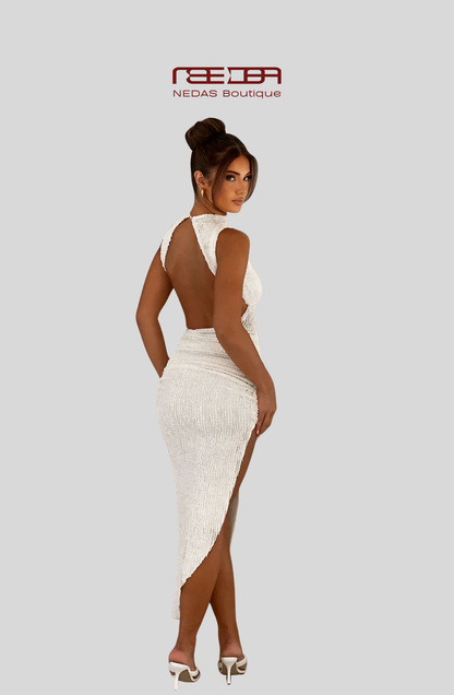 Laure – Rückenfreies Kleid in Weiß