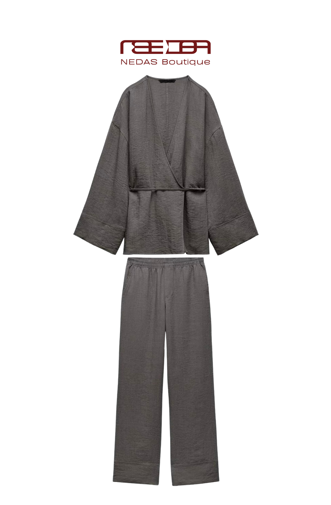 Leonie Lounge-Set im Kimono-Stil in Anthrazit
