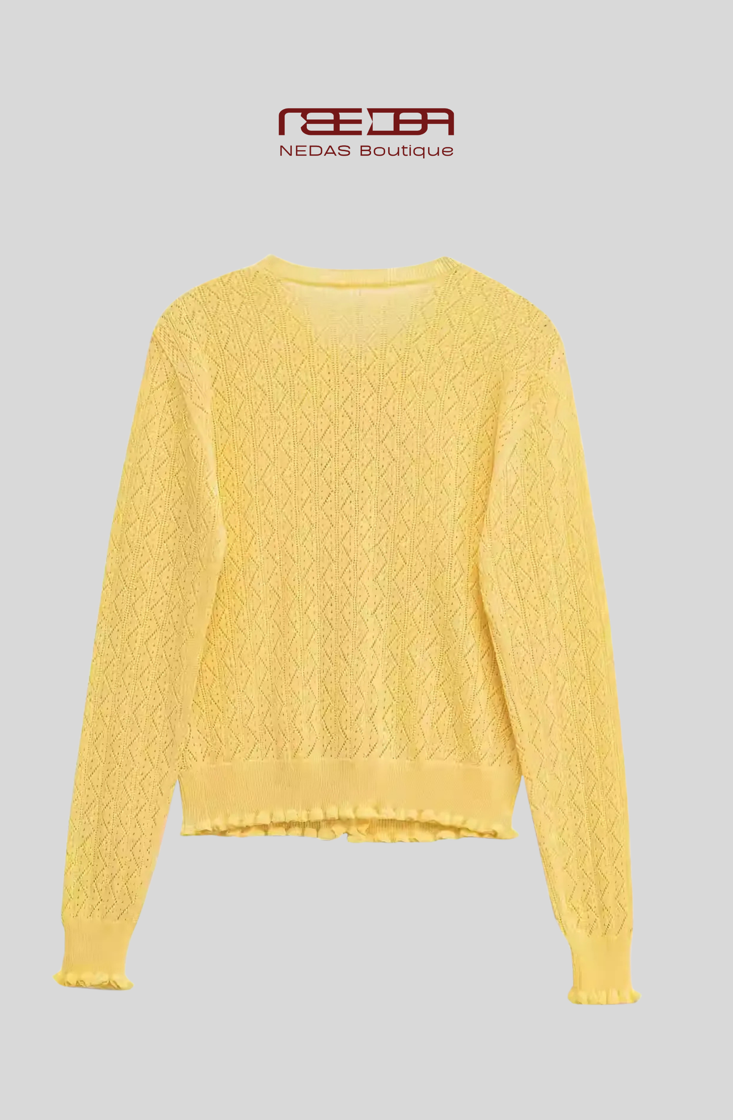 Gelber Strickcardigan und Top im Lochmuster-Design- Sun Kiss Set