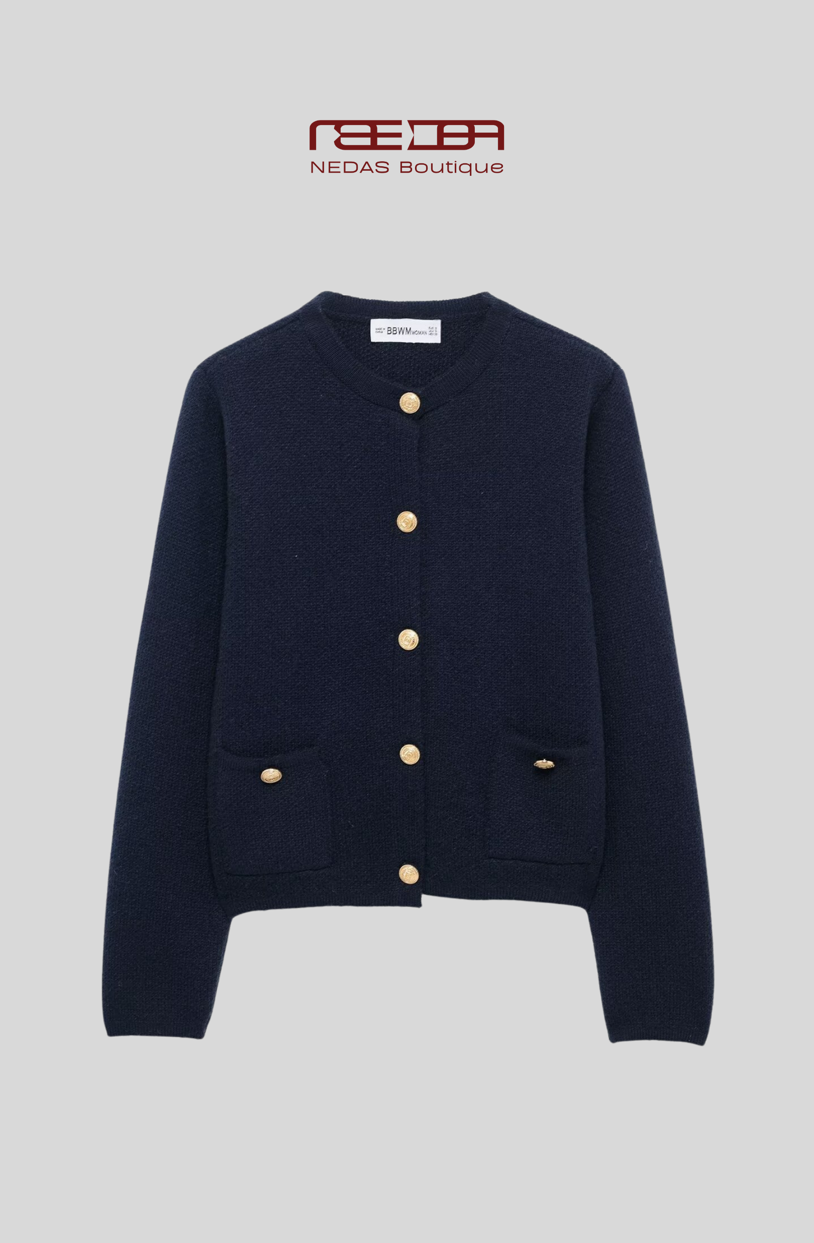 Paris Strickjacke – Edle Strickjacke mit goldenen Knöpfen