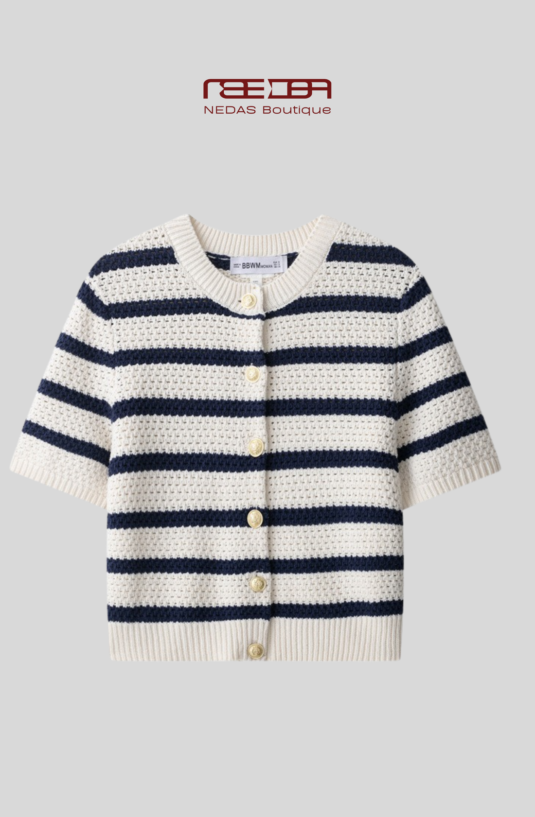 Kurzarm Strickcardigan Streifenlook