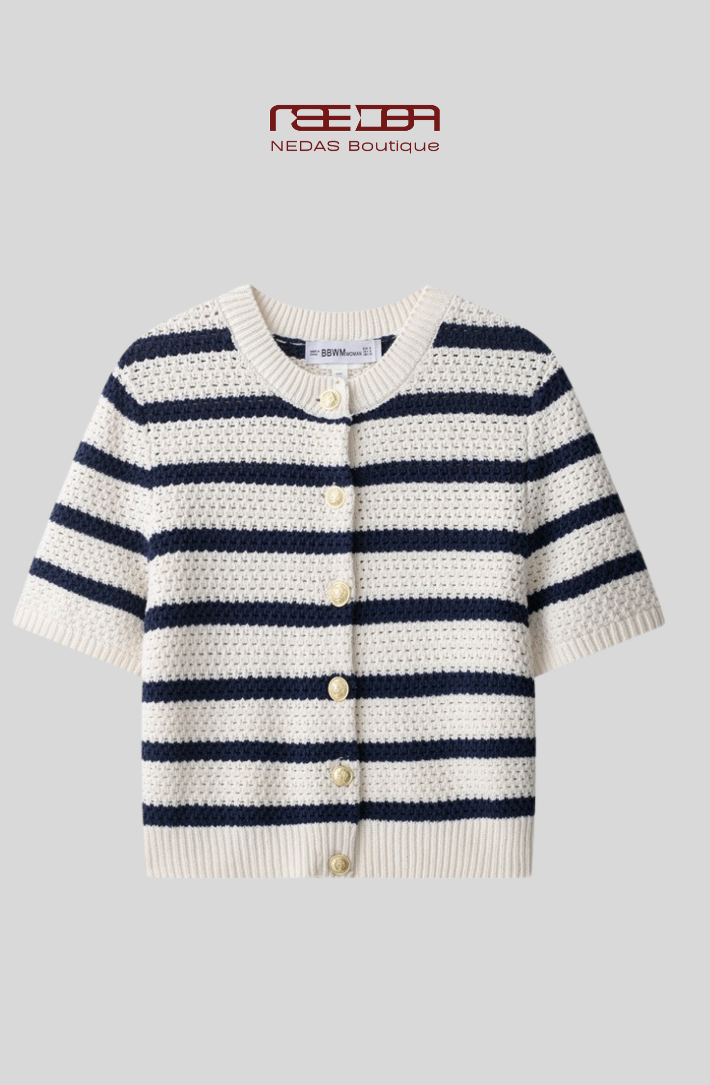 Kurzarm Strickcardigan Streifenlook