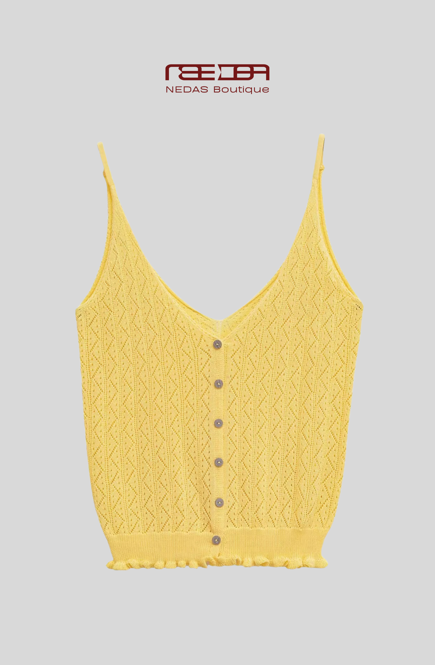Gelber Strickcardigan und Top im Lochmuster-Design- Sun Kiss Set