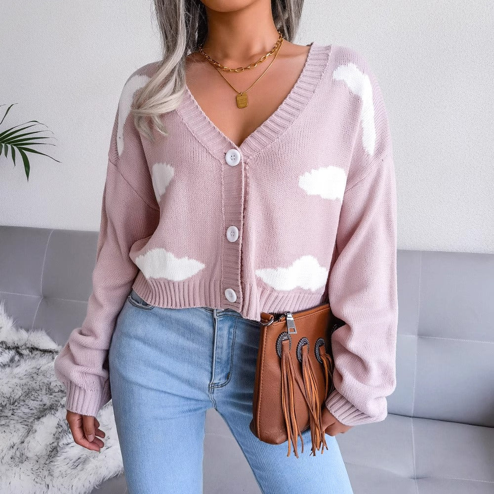 Kuschelige Strickjacke mit Wolkenmuster