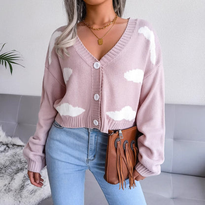 Kuschelige Strickjacke mit Wolkenmuster