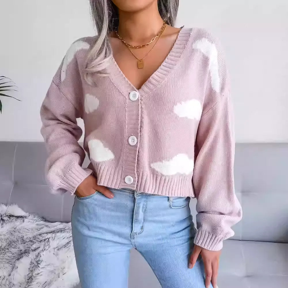 Kuschelige Strickjacke mit Wolkenmuster